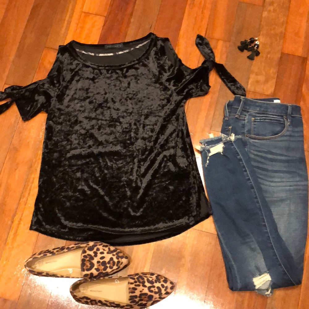 Black Velvet Cold Shoulder Top
